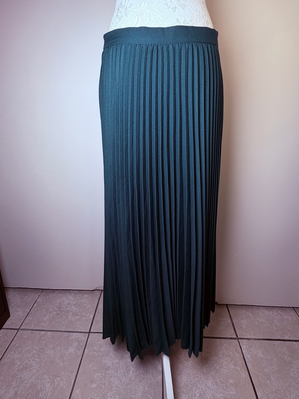 SHEIN Dark Teal Pleated Maxi Skirt